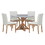 TREXM 5-Piece Farmhouse Style Dining Table Set, Marble Sticker and Cross Bracket Pedestal Dining Table, and 4 Upholstered Chairs (White+Walnut) ST000112AAD