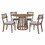 TREXM 5-Piece Retro Dining Set with 1 Round Dining Table and 4 Upholstered Chairs with Rattan Backrests for Dining Room and Kitchen (Light Brown) ST000117AAE