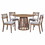 TREXM 5-Piece Retro Dining Set with 1 Round Dining Table and 4 Upholstered Chairs with Rattan Backrests for Dining Room and Kitchen (Light Brown) ST000117AAE