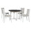 TREXM 5-Piece Extendable Dining Table Set for 4, Round Dining Table for 4 with Upholstered Chairs, Farmhouse Kitchen Table Set with Removable Leaf for Dining Room and Kitchen (Grey+White) ST000139AAE