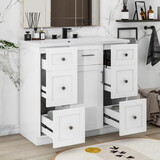Modern White 36-inch Freestanding Bathroom Vanity Cabinet with Resin Integrated Basin - with 4 drawers 1 Soft-Close Door, Multi-Functional Storage SV000023AAK