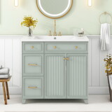 36-inch Bathroom Vanity, Transitional Style Bathroom Cabinet with Resin Sink, Green Single Bathroom Cabinet, with 2 Drawers and 1 Adjustable Storage Shelf, 2 Soft-close Doors