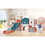 Kids Slide Playset Structure, Freestanding Castle Climber with Slide and Basketball Hoop, Toy Storage Organizer for Toddlers, Kids Climbers Playhouse for Indoor Outdoor Playground Activity