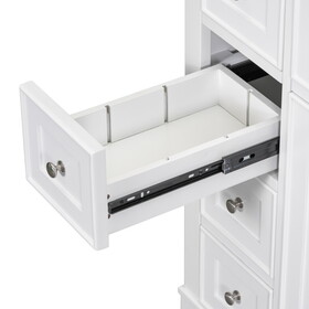 36" Bathroom Vanity with Sink Combo, One Cabinet and Six Drawers, Solid Wood and MDF Board, White