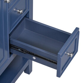 36" Bathroom Vanity with Sink Combo, One Cabinet and Three Drawers, Solid Wood and MDF Board, Blue