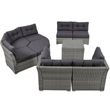 Patio Furniture Set Outdoor Furniture Daybed Rattan Sectional Furniture Set Patio Seating Group with Cushions and Center Table for Patio, Lawn, Backyard, Pool, Grey SZ000010AAE
