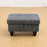 Rectangular Upholstered Ottoman with Storage and Liquid Rod,Tufted Flannel Ottoman Foot Rest for Living Room,Bedroom,Dorm Dark Grey T2359P145794
