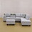 Rectangular Upholstered Ottoman with Storage and Liquid Rod,Tufted Flannel Ottoman Foot Rest for Living Room,Bedroom,Dorm Grey White T2359P145798