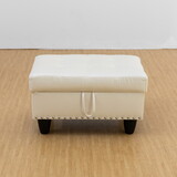 Rectangular Upholstered Ottoman with Storage and Liquid Rod,Tufted Faux Leather Ottoman Foot Rest for Living Room,Bedroom,Dorm White T2359P145799