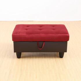 Rectangular Upholstered Ottoman with Storage and Liquid Rod,Tufted Flannel Ottoman Foot Rest for Living Room,Bedroom,Dorm Red T2359P145807