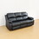 82 inch Modern Bonded Leather 3 Seater Sofa Couch with 2 Cup Holders and Two Recliner Chaise,Recliner Sofa with Padded Armrest for Living Room,Dorm Black T2359P145812