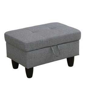 Upholstered Storage Ottoman with Legs,Tough Wood Frame-Modern Linen Fabric Ottoman for Living Room-Rectangle Ottoman with Storage-Tufted Design-Small Ottoman Foot Rest-Fits Perfectly in Any Space Grey