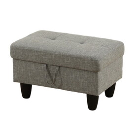 Upholstered Storage Ottoman with Legs,Tough Wood Frame-Modern Linen Fabric Ottoman for Living Room-Rectangle Ottoman with Storage-Tufted Design-Small Ottoman Foot Rest-Fits Perfectly in Any Space Gray