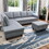 Modern Linen Sectional Couch with Chaise and Ottoman-Large 3 Piece Sofa Set for Living Room-L-Shaped Left-Facing Sofa Furniture-Wood Frame-Sectional Sofa Set of 3- Ideal for Living Room Gray