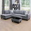 Modern Linen Sectional Couch with Chaise and Ottoman-Large 3 Piece Sofa Set for Living Room-L-Shaped Left-Facing Sofa Furniture-Wood Frame-Sectional Sofa Set of 3- Ideal for Living Room Gray