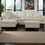 Modern Faux Leather Sectional Couch with Chaise and Ottoman-Large 3 Piece Sofa Set for Living Room-L-Shaped Left-Facing Sofa Furniture-Wood Frame-Sectional Sofa Set of 3- Ideal for Living Room White