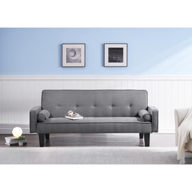 convertible into sofa bed includes two pillows 72" dark grey cotton linen sofa bed for family living room T2382P149717