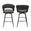 Technical Leather Woven Bar Stool Set of 2, Black legs Barstools No Adjustable Kitchen Island Chairs, 360 Swivel Bar Stools Upholstered Counter Stool Arm Chairs with Back Footrest, (Tan) T2396P152437
