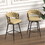 Technical Leather Woven Bar Stool Set of 2, Black legs Barstools No Adjustable Kitchen Island Chairs, 360 Swivel Bar Stools Upholstered Counter Stool Arm Chairs with Back Footrest, (Light Brown)