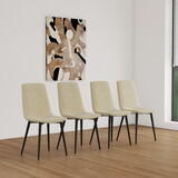 Dining Chairs Set of 4, Modern Kitchen Dining Room Chairs, Upholstered Dining Accent Chairs in linen Cushion Seat and Sturdy Black Metal Legs .Fabric dining chairs (Beige) T2396P172439