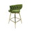 Bar Chair Linen Woven Bar Stool Set of 2, Golden legs Barstools No Adjustable Kitchen Island Chairs, 360 Swivel Bar Stools Upholstered Bar Chair Counter Stool Arm Chairs with Back Footrest, (Green)