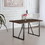 55"Rustic Industrial Rectangular MDF Walnut color Dining Table, 4-6 Person, with 1.5" Thick Engineered Wood Tabletop, Black Metal Legs, writing DeskKitchen terrace Dining Living Room T2396P172447
