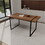 59"rural industrial rectangular MDF natural wood dining table, 4-6 people, 1.5" thick engineering wood tabletop and black rectangular metal legs, used for writing desks, kitchens, terraces