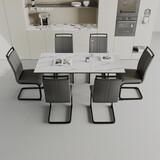 An expandable dining table set for 2-6 people, equipped with a C-shaped tubular cushioned armless dining chair and an elegant and spacious dining table kitchen table and chair set, with metal legs