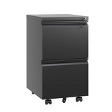 2 Drawer Metal Mobile File Cabinet, Rolling File Cabinet with Lock for Hanging Legal/Letter/A4 Size, Fully assembled Except Wheels T2398P171197