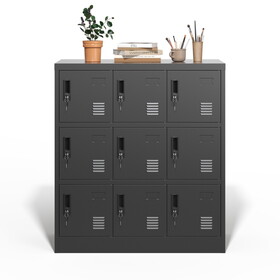 9-Door Employee Storage Locker, Metal Lockers for Office, Gym, School, and Homewith Card Slot (Black) T2398P205947