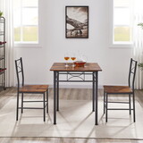 3-Piece Kitchen Dining Room Table Set Retro Brown Chair T2520P154715