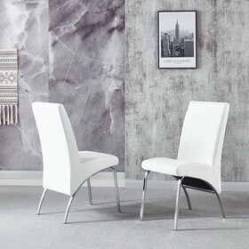 White Faux leather dining chair with Silver Noncorrosive Steel Legs T2521P162642