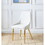 White Mid-Century Modern Chair with Gold Stainless Steel Legs for Kitchen Room T2521P162653