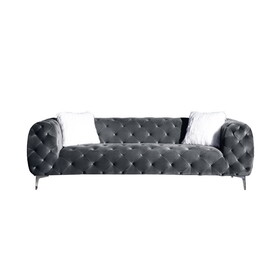 Grey Plush Loveseat Furniture Cover for Ultimate Protection and Comfort - Lightweight, Soft Anti-Slip, and High Stretch - Velvet - Silver Cloud T2521P162809