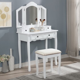 Sanlo Wooden Vanity Make Up Table and Stool Set, White T2574P162837