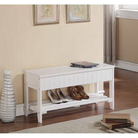 Quality Solid Wood Shoe Bench with Storage, White T2574P163840