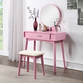 Maly Contemporary Wood Vanity and Stool Set, Pink T2574P164233