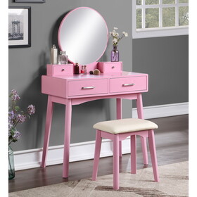 Liannon Contemporary Wood Vanity and Stool Set, Pink T2574P164237