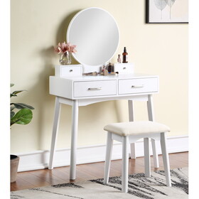 Liannon Contemporary Wood Vanity and Stool Set, White T2574P164239