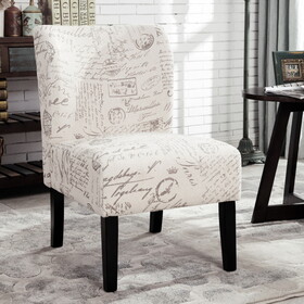 Capa English Letter Print Fabric Armless Contemporary Accent Chair T2574P164260