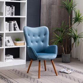 Doarnin Contemporary Silky Velvet Tufted Button Back Accent Chair, Blue T2574P164266