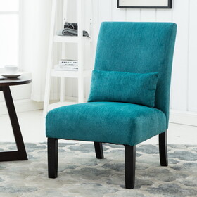 Pisano Contemporary Chenille Fabric Armless Accent Chair with Pillow, Teal Blue T2574P164276