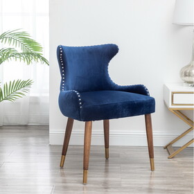 Lindale Contemporary Velvet Upholstered Nailhead Trim Accent Chair, Blue T2574P164503