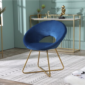 Slatina Blue Silky Velvet Upholstered Accent Chair with Gold Tone Finished Base T2574P164519