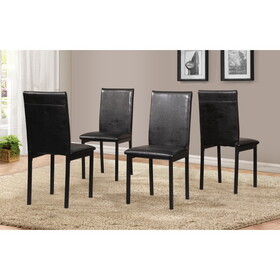 Noyes Faux Leather Seat Metal Frame Dining Chairs, Set of 4, Black T2574P164524
