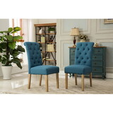 Habit Solid Wood Tufted Parsons Dining Chair, Set of 2, Blue T2574P164541