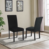 Cobre Contemporary Velvet Dining Chair with Nailhead Trim, Set of 2, Black T2574P164557