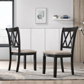 Windvale Fabric Upholstered Dining Chair in Black, Set of 2 T2574P164561