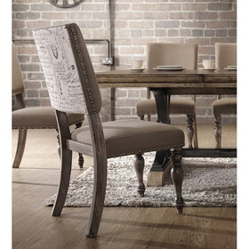 Birmingham Script Printed Driftwood Finish Dining Chair with Nail head, Set of 2 T2574P164571