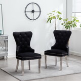 Montura Contemporary Tufted Velvet Chair with Nailhead Trim, Set of 2, Black T2574P164573